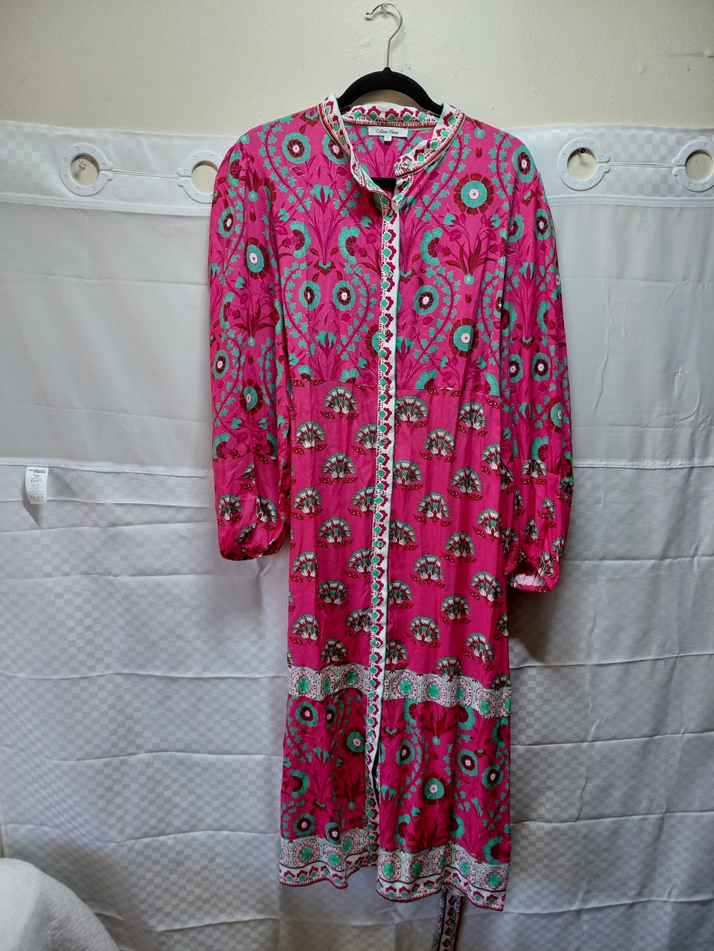 CELINA MOON Fuchsia Floral Long Sleeve Maxi Dress